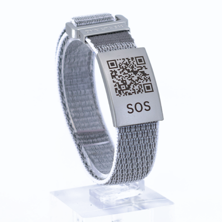 SOS Textil Notfallarmband Grau