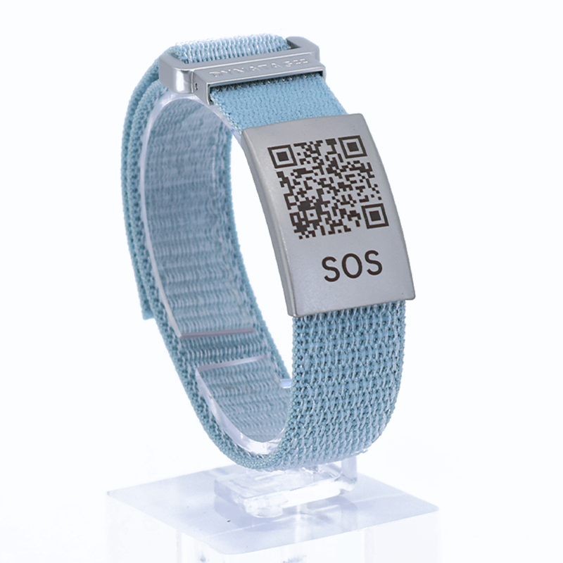 SOS Emergency Bracelet Textile Light Blue