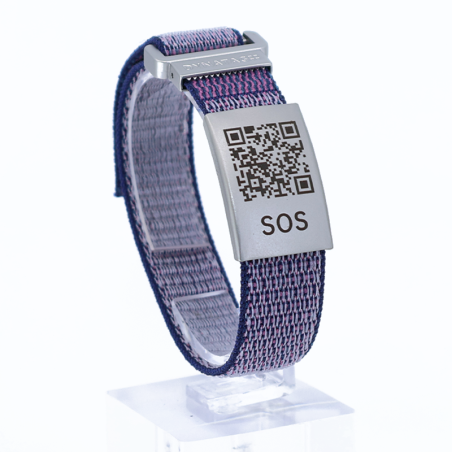 SOS Notfallarmband Textil Violett