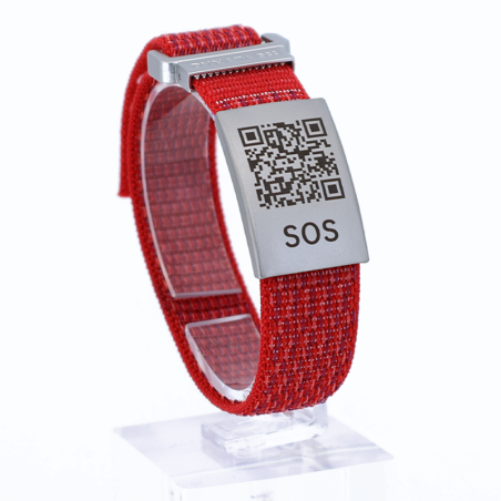 SOS Notfallarmband Textil Rot