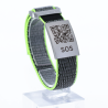 SOS Textil- Notfallarmband Weiss Grau/Leuchtgelb