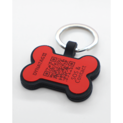 Hundemarke SOS "Knochen" Silikon Rot