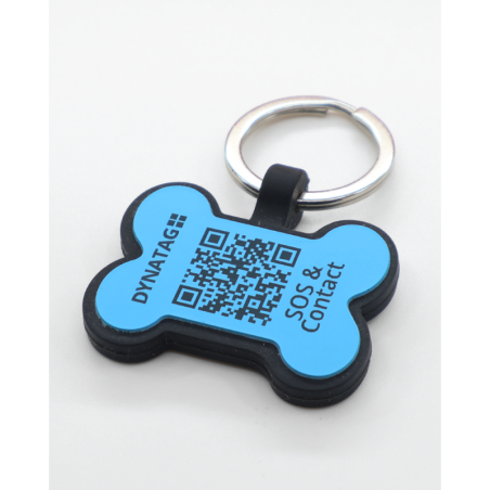 Hundemarke SOS Knochen Silikon Blau