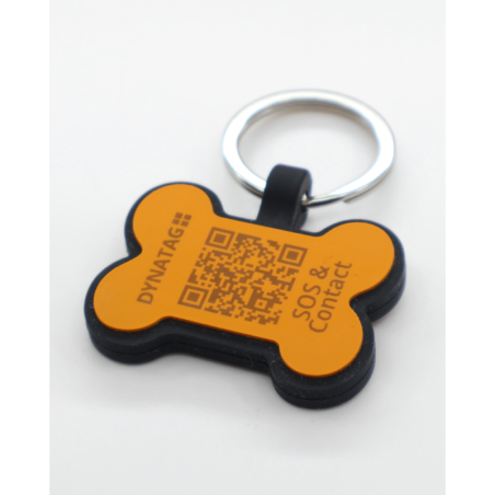 Dog tag bone shape silicone Coral – QR code pet ID with online profile