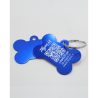 Dog tag bone shape aluminum Blue – QR code pet ID with online profile