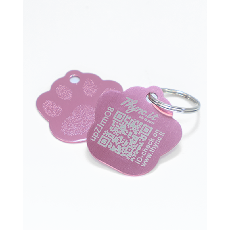 Pet Tag  "Paw" Alu Pink