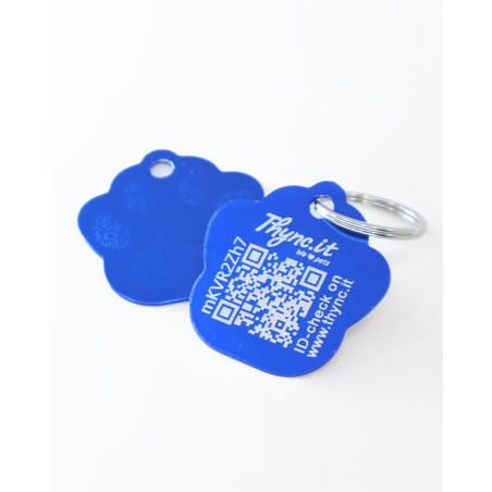 Pet tag paw shape aluminum Blue – QR code pet ID with online profile