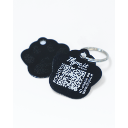Pet Tag  "Paw" Alu Black