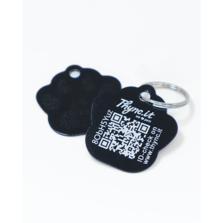 Pet Tag  "Paw" Alu Black
