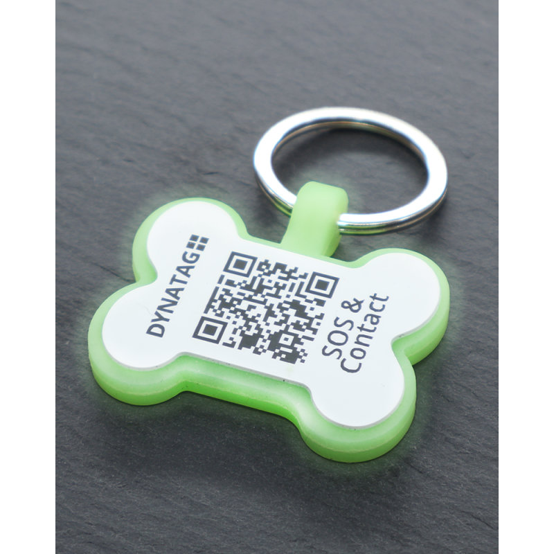 Pet-Tag SOS "Bone" Silicone Glow Green