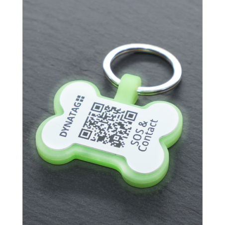 Pet-Tag SOS "Bone" Silicone Glow Green