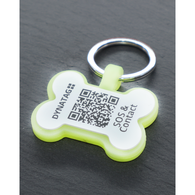 Pet-Tag SOS "Bone" Silicone Glow Green