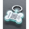 Hundemarke SOS "Knochen" Silikon Fluoreszierend Blau