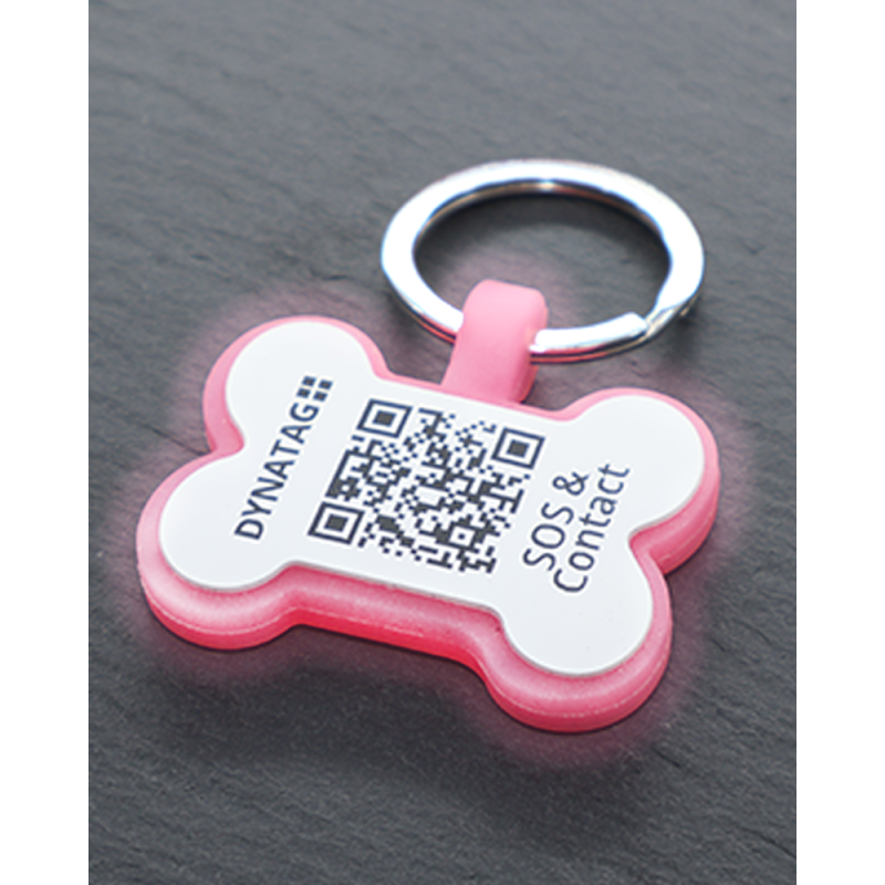 Pet-Tag SOS "Bone" Silicone Glow Pink