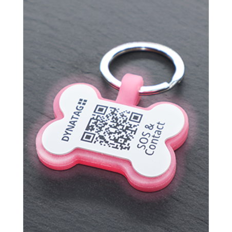 Pet-Tag SOS "Bone" Silicone Glow Pink