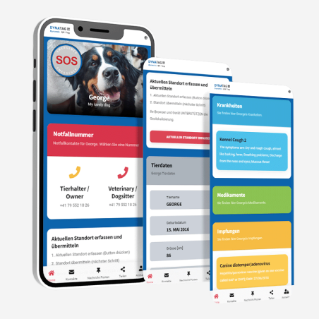 Hundemarke SOS "Knochen" Silikon Rot