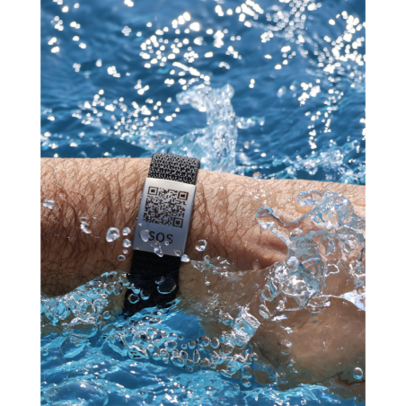 SOS Textil Notfallarmband Schwarz/Rosa