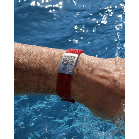 SOS Notfallarmband Textil Rot