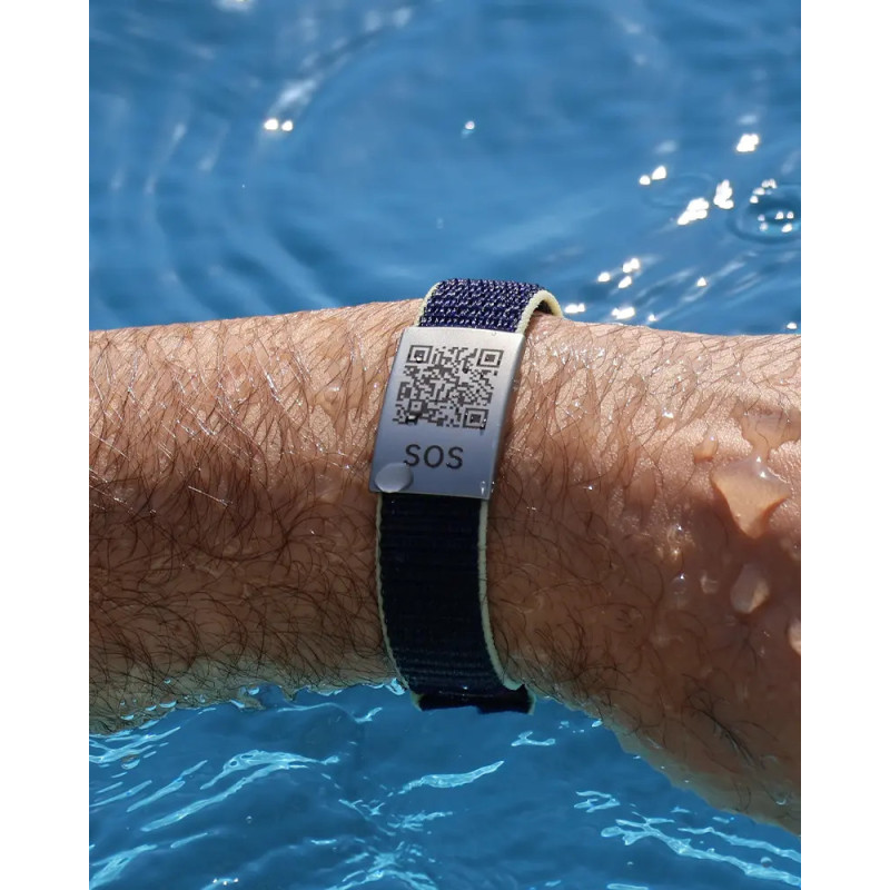 SOS Emergency Bracelet Textile Blue/Yellow