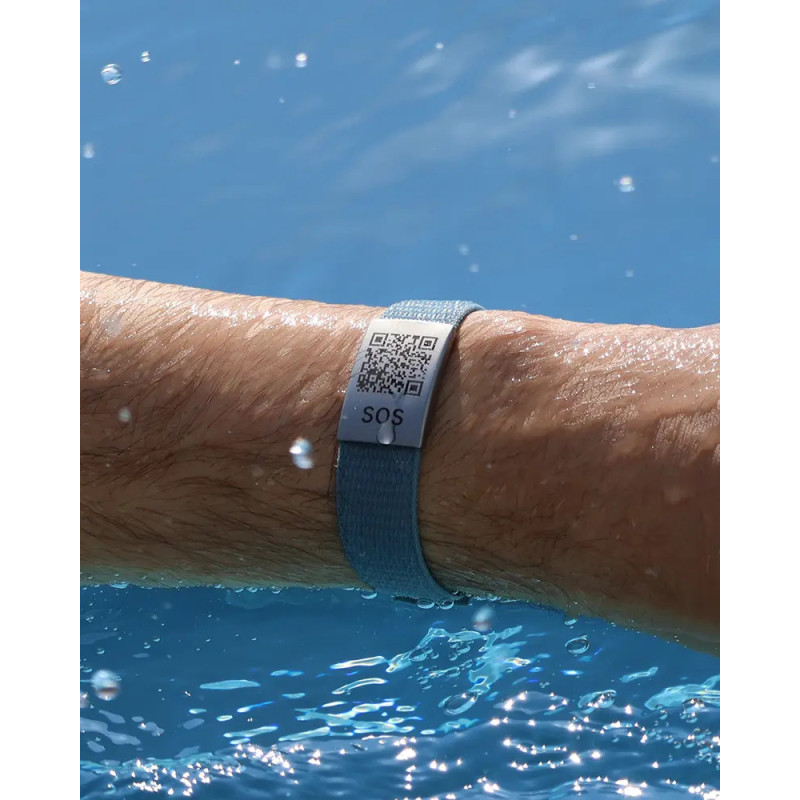 SOS Emergency Bracelet Textile Light Blue