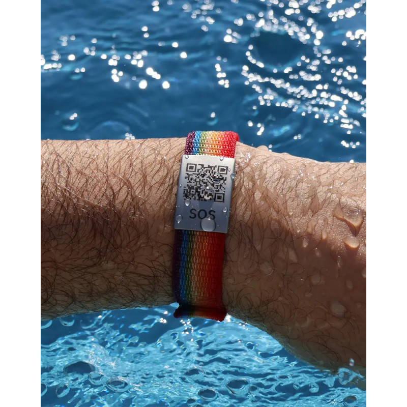 SOS textile emergency bracelet Rainbow