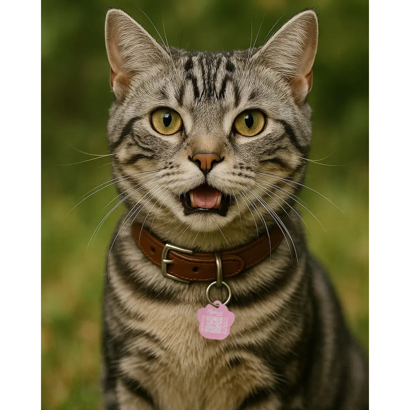 Pet Tag  "Paw" Alu Pink