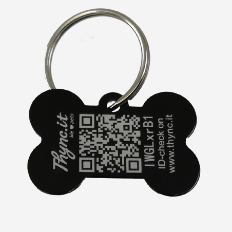 Hundemarke Knochenform Aluminium – QR-Code Tier-ID mit Online-Profil
