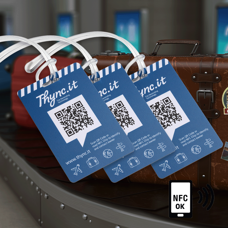 Digital luggage tag with QR code and NFC – 3-pack