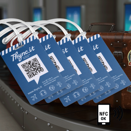 SOS Gepäckanhänger mit QR-Code / NFC Chip - Fünferpack