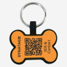 Hundemarke Knochenform Silikon Koralle – QR-Code Tier-ID mit Online-Profil