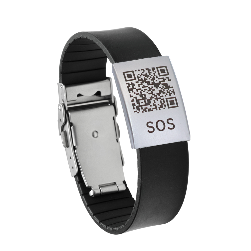 SOS Notfallarmband schwarz